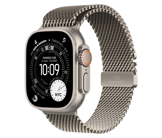 Apple Watch Ultra 3 GPS + Cellular 49mm Natural Titanium Case with Natural Titanium Milanese Loop - Medium