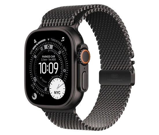 Apple Watch Ultra 3 GPS + Cellular 49mm Black Titanium Case with Black Titanium Milanese Loop - Medium