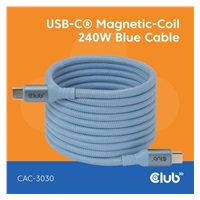 Club3D Kabel magnetický USB-C, 240W PD3.1, 480 Mbps, 2m, modrá