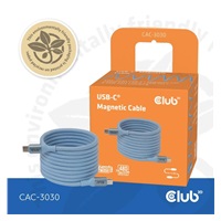 Club3D Kabel magnetický USB-C, 240W PD3.1, 480 Mbps, 2m, modrá