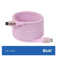 Club3D Kabel magnetický USB-C, 240W PD3.1, 480 Mbps, 2m, růžová