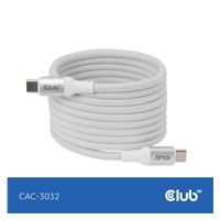 Club3D Kabel magnetický USB-C, 240W PD3.1, 480 Mbps, 2m, bílá