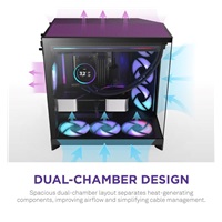 NZXT skříň H9 Flow RGB dvoukomorová ATX / 1x140 RGB mm / 1x 120mm RGB fan / prosklená / černá