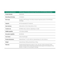 HPE Storage LTO-8 Ultrium External Tape Drive 5x LTO-8 30TB Data Cartridges