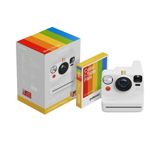BAZAR - Polaroid Now+ Gen 3 White Bundle with Color Film (8 photos) - Poškozený obal (Komplet)