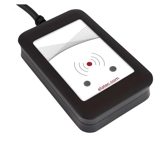 Elatec RFID čtečka black, RS232 cable 2.0m, integrated 125kHz+13.56MHz antenna