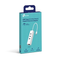 TP-Link UE330C USB-C/Ethernet síťový adaptérm USB hub (1xUSB3.0 -> 1xGbE, 3xUSB3.0)