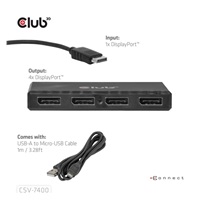 Club3D hub MST (Multi Stream Transport) DisplayPort 1.4 na 4x DisplayPort, Quad monitor, 4x 4K30Hz, 8K30Hz