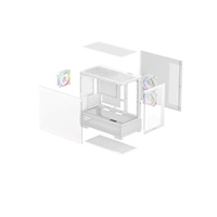 DEEPCOOL Case CG380 3F WH, mATX, ARGB, Průhledná bočnice, 3x 120mm Fan, bílá