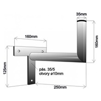 Držák antény na zeď mini, tvar T, galvanický zinek, délka 25cm