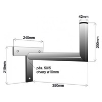 Držák antény na zeď, tvar T, galvanický zinek, délka 35cm