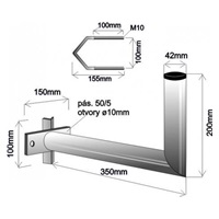 Držák antény na stožár s vinklem, galvanický zinek, délka 35cm