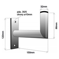 Držák antény na zeď mini, galvanický zinek, délka 15cm