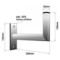 Držák antény na zeď, galvanický zinek, délka 25cm, průměr 3,2mm