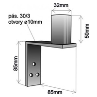 Držák antény na zeď mini, galvanický zinek, délka 8,5cm, výška 5cm