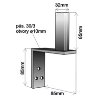 Držák antény na zeď mini, galvanický zinek, délka 8,5cm, výška 8,5cm