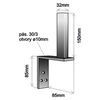 Držák antény na zeď mini, galvanický zinek, délka 8,5cm, výška 15cm