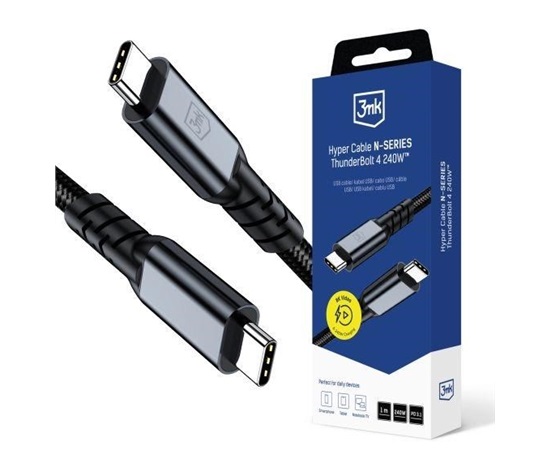 3mk kabel Hyper Cable N-SERIES Thunderbolt 4 1m 48V/5A 40Gb/s 240W 8K60Hz PD3.1 černý