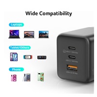 ACER Adaptér 100W GaN charger, 3porty: 2x USB-C + 1x USB-A ports, EU a UK zástrčka, textilní obal, black