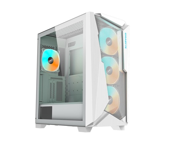 GIGABYTE case GB-C301GW V2, Mid tower, Průhledná bočnice, 4x 120mm ARGB Fan, bílá