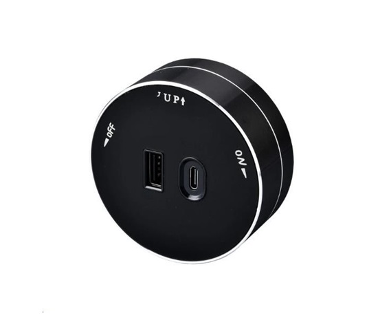 BAZAR - Viking zásuvkový modul A60, 1x USB-A, 1x USB-C, PD, černá, poškozený obal