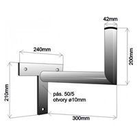 Držák antény na zeď, tvar T, žárový zinek, délka 30cm