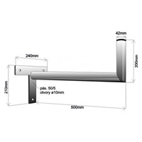 Držák antény na zeď, tvar T, žárový zinek, délka 50cm