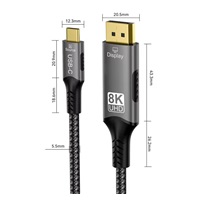 PremiumCord kabel USB-C na DisplayPort DP1.4   8K@60Hz a 4k@120Hz  2m