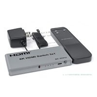 PremiumCord 8K@60Hz, 4K@144Hz HDMI switch 3:1 s dálkovým ovladačem