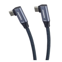 PremiumCord USB-C 2x zahnutý kabel ( USB 3.2 GEN 2x2, 5A, 100W, 20Gbit/s ) bavlněný oplet, délka: 0,5m