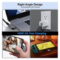 PremiumCord USB-C 2x zahnutý kabel ( USB 3.2 GEN 2x2, 5A, 100W, 20Gbit/s ) bavlněný oplet, délka: 0,5m