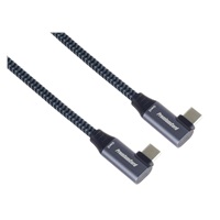 PremiumCord USB-C 2x zahnutý kabel ( USB 3.2 GEN 2x2, 5A, 100W, 20Gbit/s ) bavlněný oplet, délka: 1m