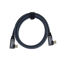 PremiumCord USB-C 2x zahnutý kabel ( USB 3.2 GEN 2x2, 5A, 100W, 20Gbit/s ) bavlněný oplet, délka: 2m