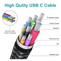 PremiumCord USB-C 2x zahnutý kabel ( USB 3.2 GEN 2x2, 5A, 100W, 20Gbit/s ) bavlněný oplet, délka: 3m