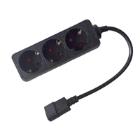Prodlužovací přívod 3x230V DE SCHUKO pro UPS (IEC320-C14), 30cm