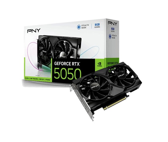 PNY VGA NVIDIA GeForce RTX 5050 Dual Fan 8GB, RTX 5050, 8GB GDDR6, 3xDP, 1xHDMI