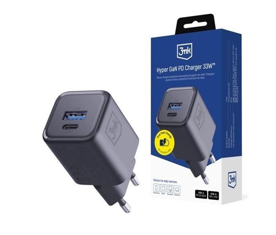3mk napájecí adaptér Hyper Charger PD 33W GaN QC4+ PPS AFC FCP SCP 1A1C  Black