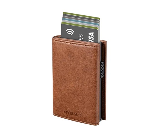MYBALO Carryx skládací peněženka s výsuvným držákem na karty, Brown