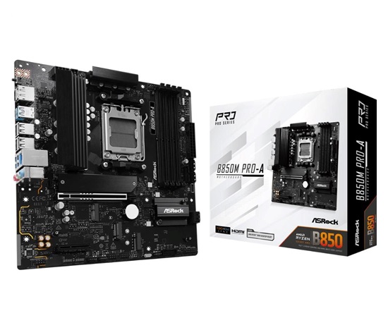 BAZAR - ASRock MB Sc AM5 B850M PRO-A, AMD B850, 4xDDR5, 1xDP, 1xHDMI, mATX - Poškozený obal (Komplet)
