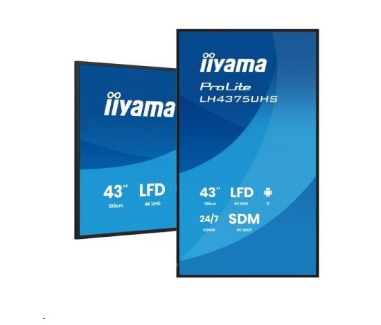 iiyama ProLite LH4375UHS-B2AG, 4K, USB, RS232, Ethernet, Wi-Fi, Android, kit (RS232), black