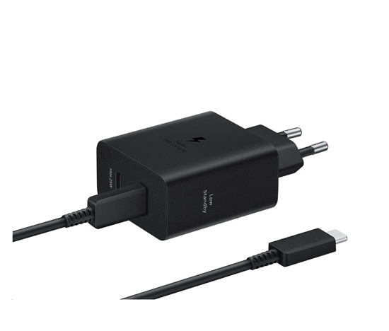 Samsung Dual USB-C 50W Cestovní nabíječka + USB-C Datový Kabel Black