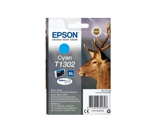 BAZAR - EPSON ink bar Singlepack "Jelen" Cyan T1302 DURABrite Ultra Ink (10,1 ml) - Poškozený obal (Komplet)