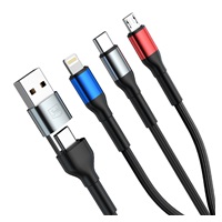 3mk kabel Hyper Cable N-SERIES 6 in 1 C/A to C/Lightning/Micro 1.2m QC 3.0 9V/2A 18W Black