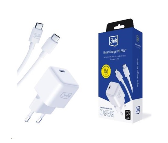 BAZAR - 3mk síťová nabíječka Hyper Charger PD 25W + kabel USB-C - Poškozený obal (Komplet)