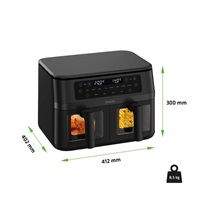 Salente DoubleAir, duální horkovzdušná fritéza, 11 l, černá