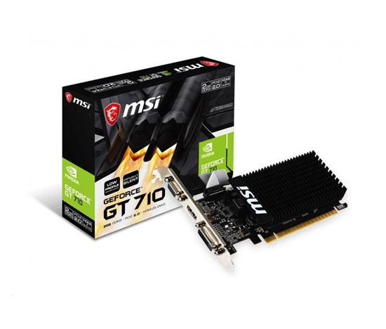 BAZAR - MSI VGA NVIDIA GeForce GT 710 2GD3H LP, 2G DDR3, 1xHDMI, 1xVGA, 1xDVI - Po opravě (Bez příšlušenství)
