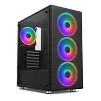 BAZAR - 1stCOOL skříň Rainbow 4, Mid Tower, ATX, AU, Průhledná bočnice, 4x 120mm Fan, 650W, 88+, Černá, poškozený obal