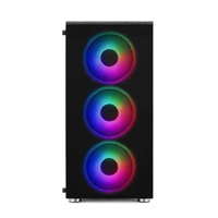 BAZAR - 1stCOOL skříň Rainbow 4, Mid Tower, ATX, AU, Průhledná bočnice, 4x 120mm Fan, 650W, 88+, Černá, poškozený obal