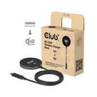 Club3D Bezdrátová nabíječka, 1x Qi2 25W, MagSafe, Qi certifikováno, černá