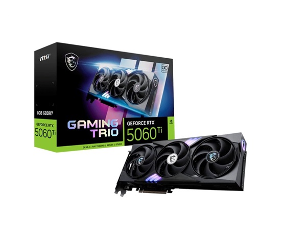 MSI VGA NVIDIA GeForceRTX 5060 Ti 8G GAMING TRIO OC, RTX 5060 Ti, 8GB GDDR7, 3xDP, 1xHDMI